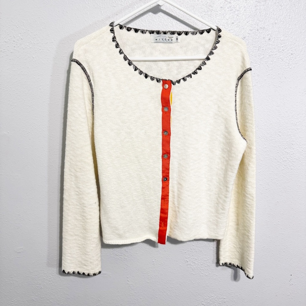 Willow Cream and Red Button Down cardigan  with Sophisticated Style medium